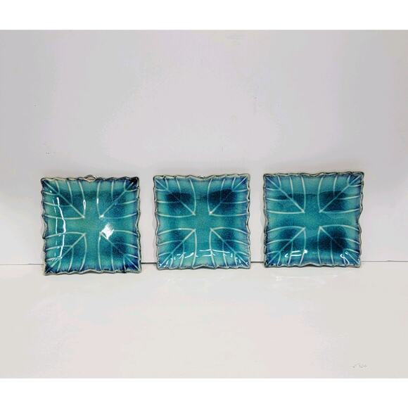 3 Kotobuki MCM Japan Ceramic Glazed Turquoise Square Tiles - Picture 4 of 6